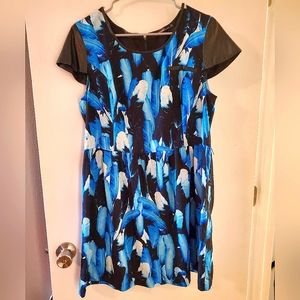 EUC Kensie Feather & Pleather Cap Sleeve Dress 14